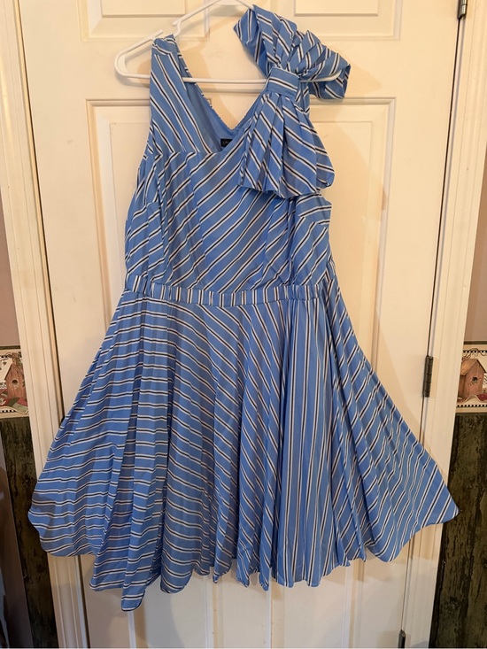 Lane Bryant Dresses & Skirts - ⭐️2/25$ Office Glam! Blue Striped woman’s Dress with Bow